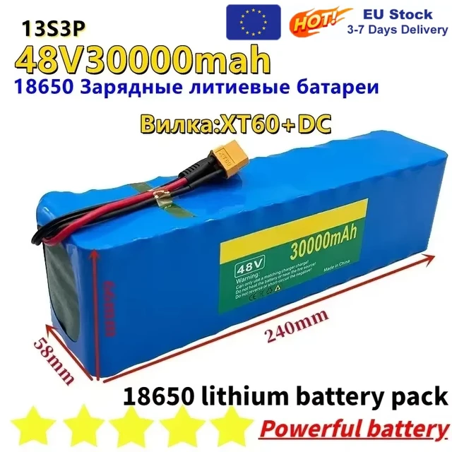 Nouveau 13S3P 48v 30Ah batterie Lithium-Ion 48v 30000mah 1000w pour 54.6v batterie électrique puissante avec BMS 1