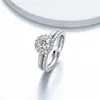 DEZO All Moissanite Engagement Rings Set For Her Total 1.42ct Solid 925 Silver Round Cut VVS D Color GRA Certificate 3
