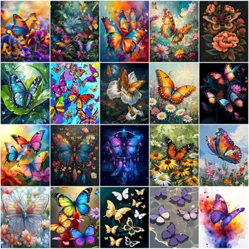 GATYZTORY Dipingere con i numeri con cornice Farfalla Colore Bellissimo disegno da colorare per adulti su tela Regali Fai da te Set Colori acrilici 1