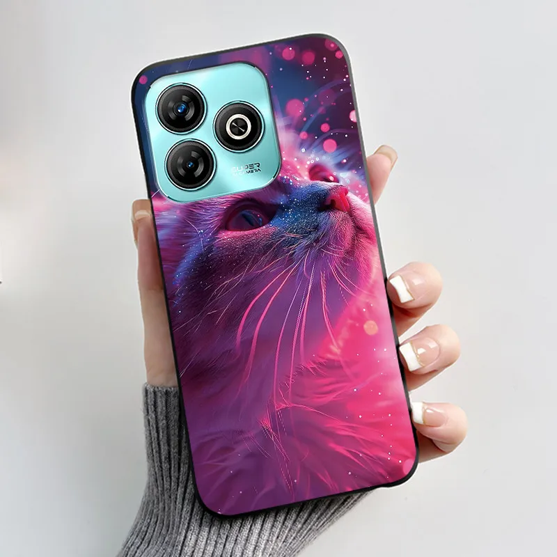 Aesthetic Cute Cat Black Shockproof Silicone Back Cover