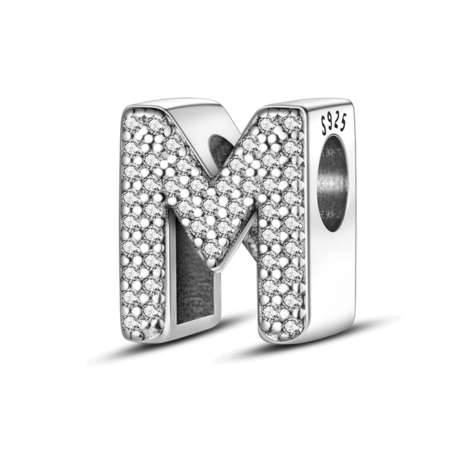 Sale 100% 925 Silver Color 26 letters A-Z series Charm Bead Fit Original Pandora Bracelet Bangle For Women Jewelry Gift 2022