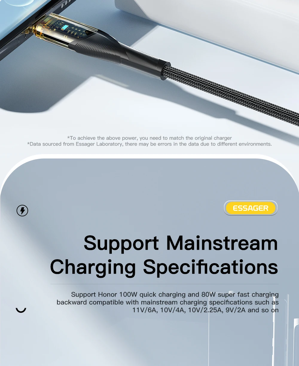 Essager 7A USB Type C Cable PD 100W Fast Charging Wire USB-C Charger Data Cord For Huawei P50 P40 OPPO K10 Honor Oneplus Poco F3