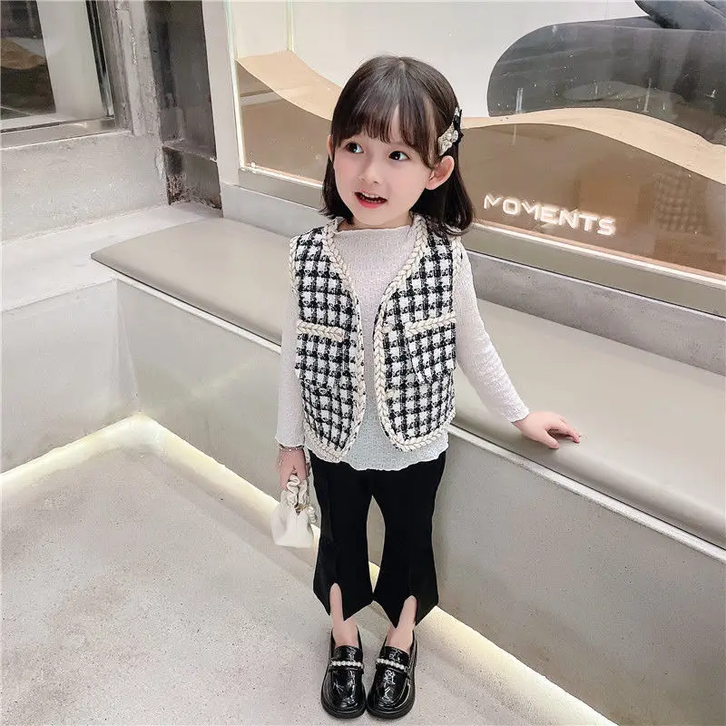 

Жилет для девочек, пальто, весенне-осенняя ароматическая модная детская куртка, новая модная классическая детская верхняя одежда в клетку