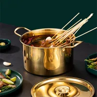 Marmites à ragoût de cuisine en acier inoxydable doré, casserole avec couvercle, batterie de cuisine antiadhésive Durable, ensemble pour cuisinière à Induction 4
