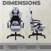 Gaming Chair Fabric with Pocket Spring Cushion, Massage Game Chair Cloth with Headrest, Ergonomic Computer Chair with Footrest 3