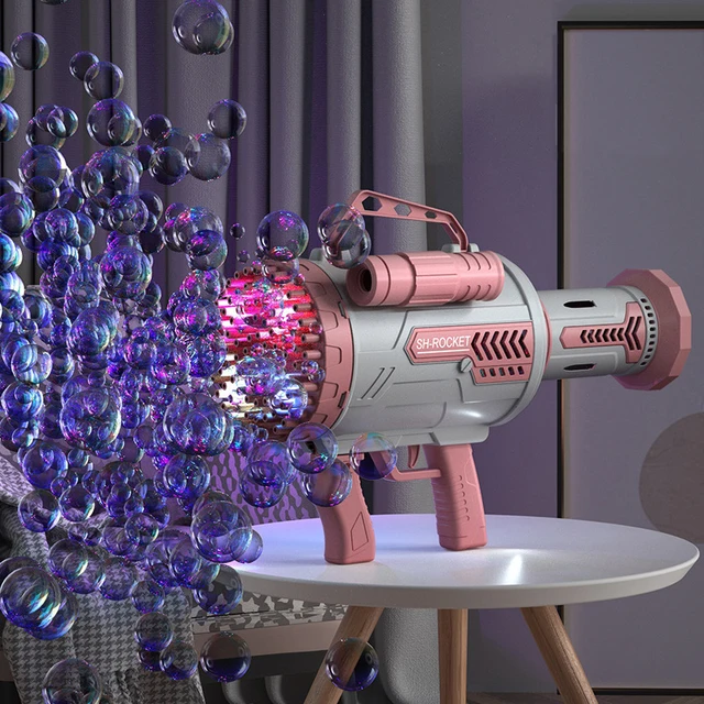 100 Holes Electric Bubble Gun Gatling Bubble Machine With Light Summer Soap Water Bubble Machine Outdoor Bath Toys For Children 4