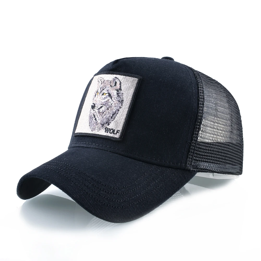 Casquette baseball fashion broderie loup snapback - Chapeau pêche hip hop respirant unisexe