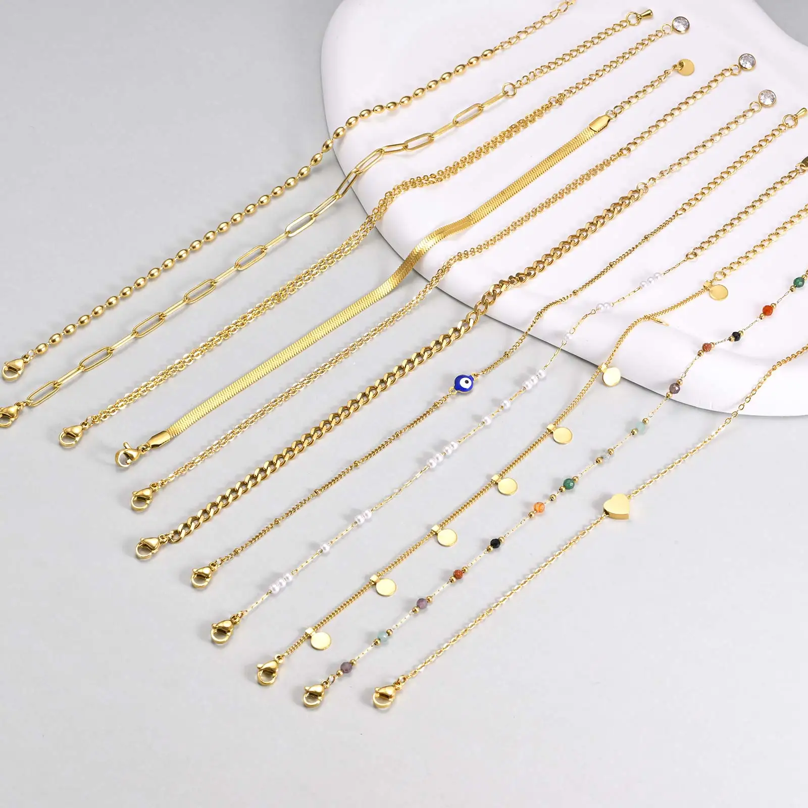 Anklet Bracelet silver anklet bracelet ankle chains beads anklet toe foot bracelet fashion accessories for Women 18k Gold Plated Adjustable Stackable