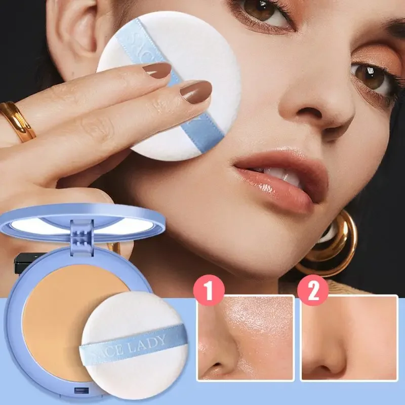 Full Coverage Pressed Make Up Face Powder Natural Lasting Makeup Powder Soft Mist Face Makeup Cosmetic Setting Compact pressed powder foundation setting powder face powder compact powder