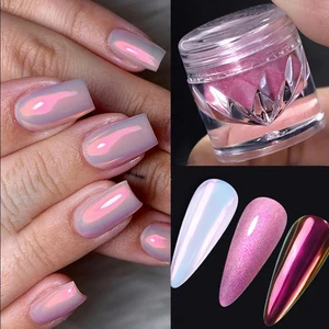 NICOLE DIARY Aurora Nail Powder Chrome Pigment Pearl Metallic Rubbing Dust Chameleon Effect Nail Art Glitter Manicure Decoration