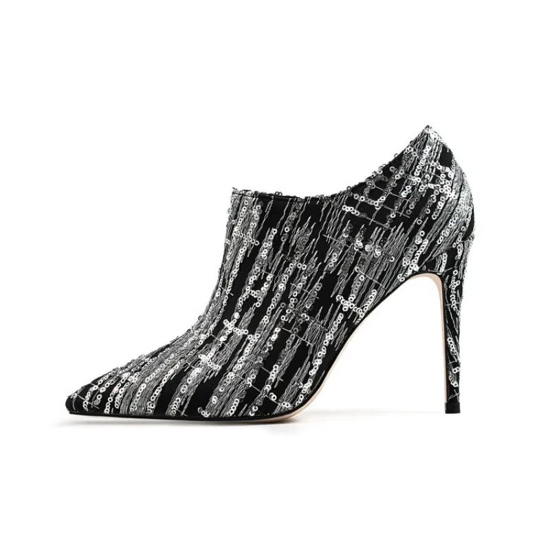 

Pointed Thin Heel Leopard Print/sequins/woven Sexy High Heels 2024 Spring Summer New European American Fashion Nest Nest Shoes