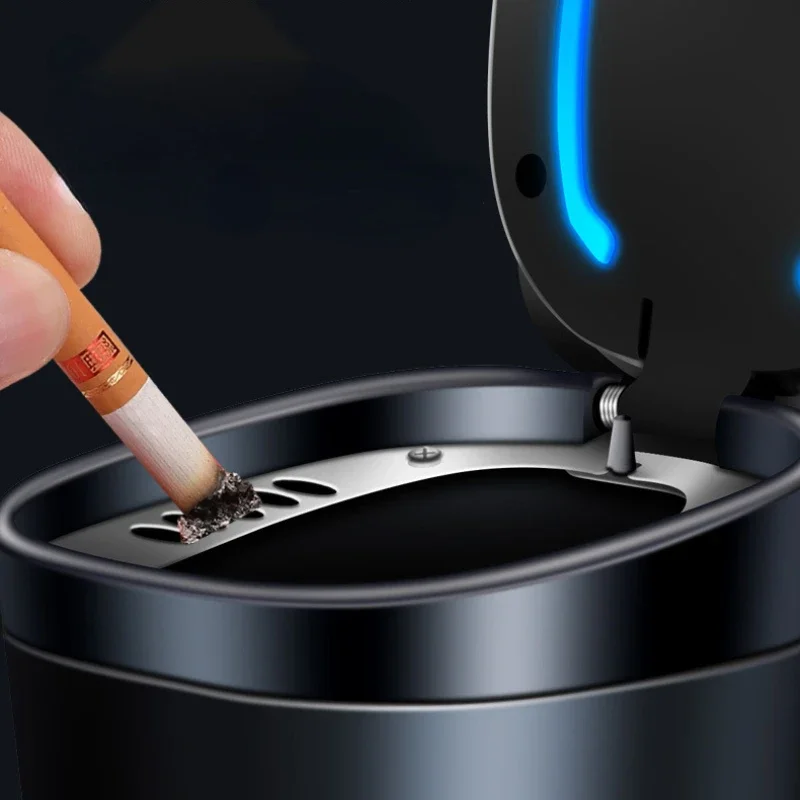Universal Car Ashtray Portable Automatic Multi-function One-button Open Lid Ashtray LED Light Metal Liner car ashtray,portable ashtray