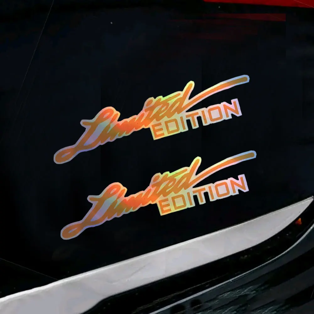

2Pcs Car Auto Motocycle Reflective Sticker Decals LIMITED EDITION Car Motorcycle Side Decals Laser Rainbow Strip Helmet Stickers