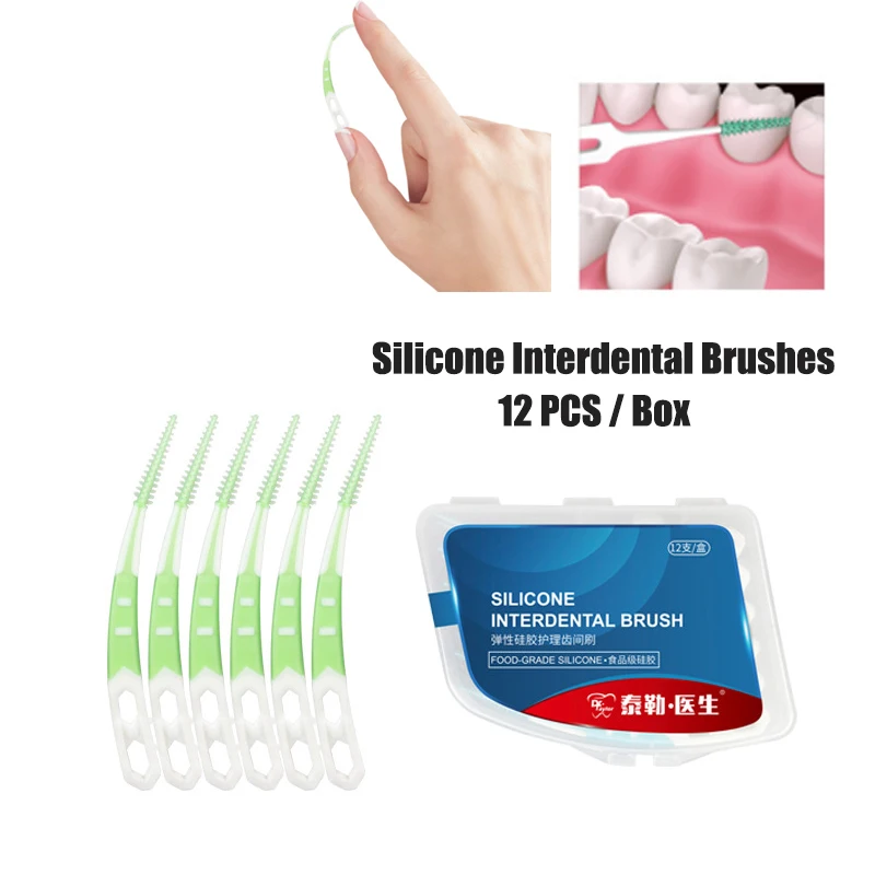 1 Box Interdental Silicone Brushes Teeth Stick Tooth Picks Dental Cleaning Brush Teeth Care Dental floss