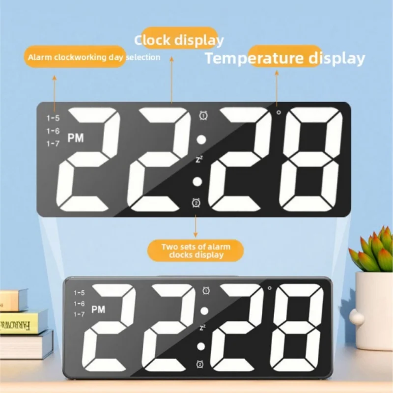 Enhanced Digital LED Alarm Clock with Temperature Display and Adjustable Brightness