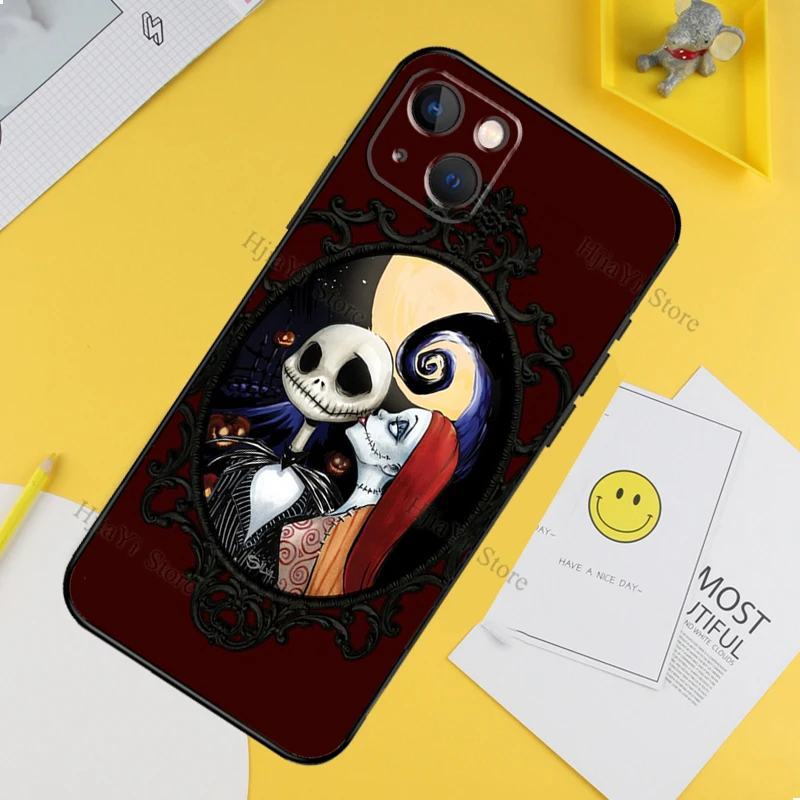 Gothic Romance Halloween Phone Case featuring Jack and Sally Design