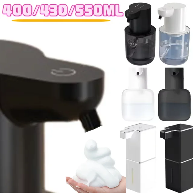 เครื่องจ่ายสบู่เหลวอัตโนมัติขนาด 400/550 มล. ติดผนัง เซ็นเซอร์อินฟราเรด ชาร์จผ่าน USB เครื่องล้างมืออัจฉริยะสำหรับห้องน้ำ 1