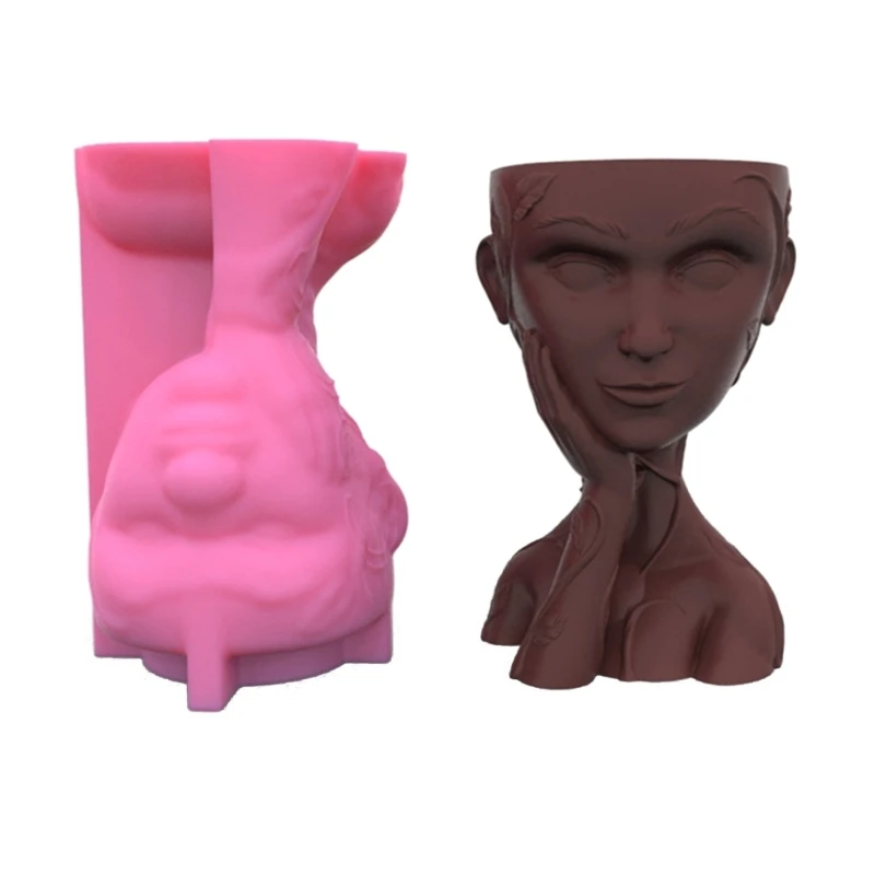 

Cheek Support Thinker Flower Pot Epoxy Resin Mold Succulent Planter Making Tool X3UD