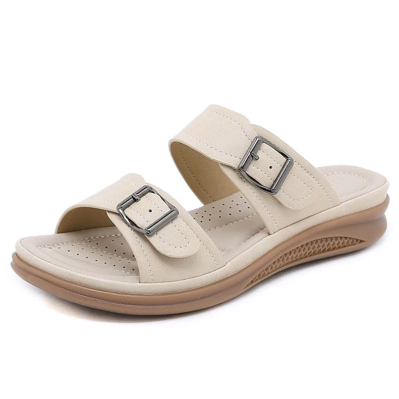2024 Summer Women Wedge Sandals Premium Orthopedic Open Toe Sandals Vintage Anti-slip Leather Casual Female Platform Retro Shoes 5