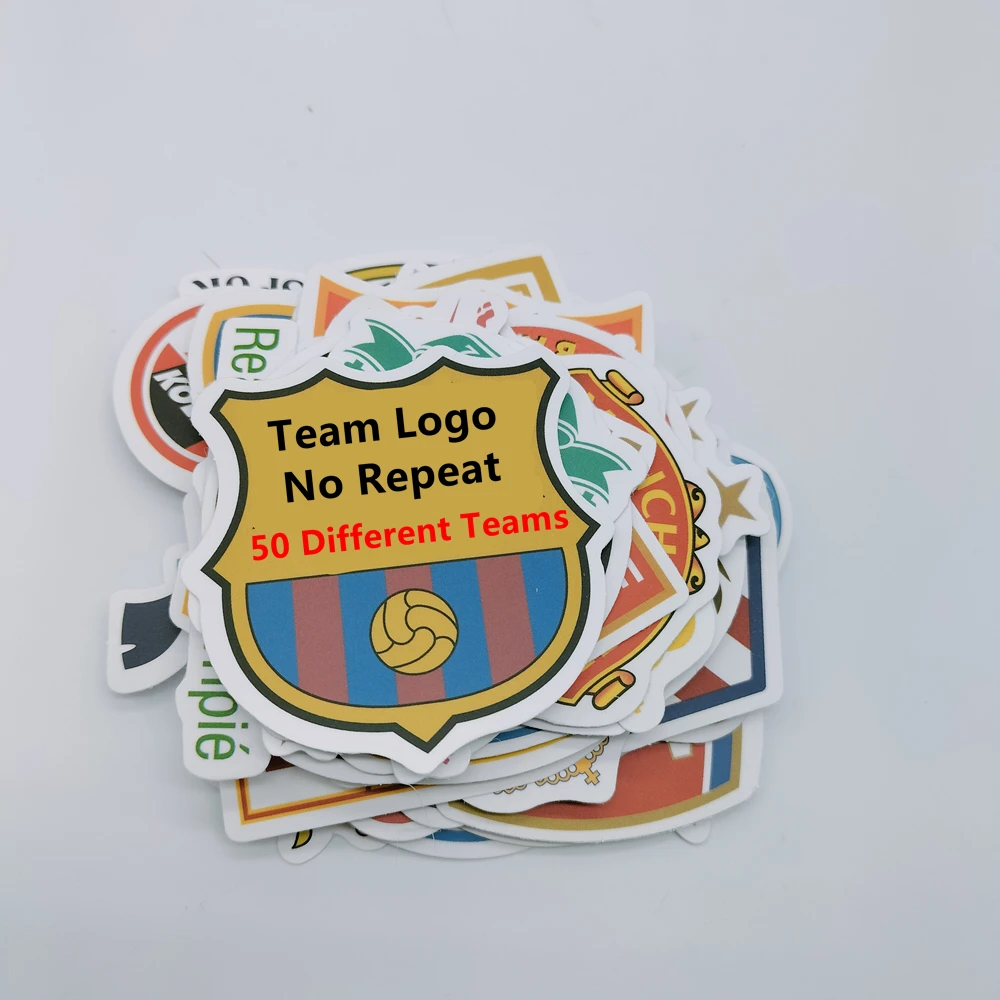 Soccer Competitions Teams for Cars Coat Bicycle Decoration Messi Club Fans Bar Wall Stickers 50 Different Teams No Repeat