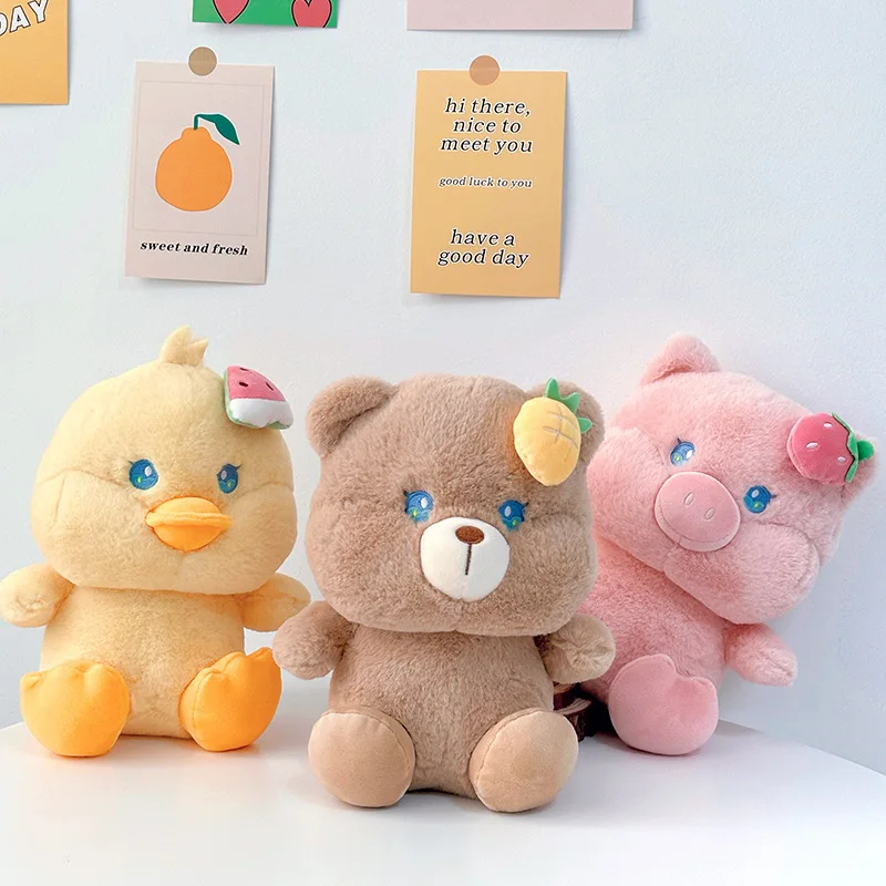 

25CM Kawaii Anime Animal Plush Doll Toys Cartoon Cute Bear Chicken Pig Soft Stuffed Dolls Children's Birthday Gifts For Girls