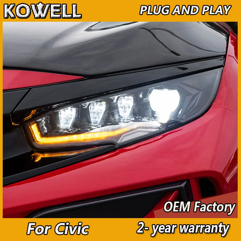 

Car Styling for Honda Civic Head Lights 2016-2018 Civic 10th Gen Headlight LED DRL Dynamic Turn Signal High Beam Projector Lens