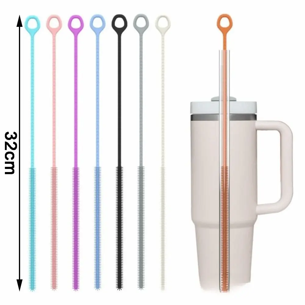 32cm Extended Version Silicone Straw Brush 6mm 8mm Thick Silicone Straw Cleaning Brush Bendable Bottle Brush for Feeding Bottle