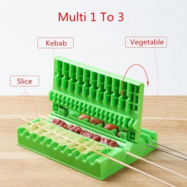 Nyársok Kebab Készítő Grillezés Stringer Box Gép Marhahús Hús Zöldségek Húr Grill Konyhai Kiegészítők Kültéri Bbq Gadget - Image 2