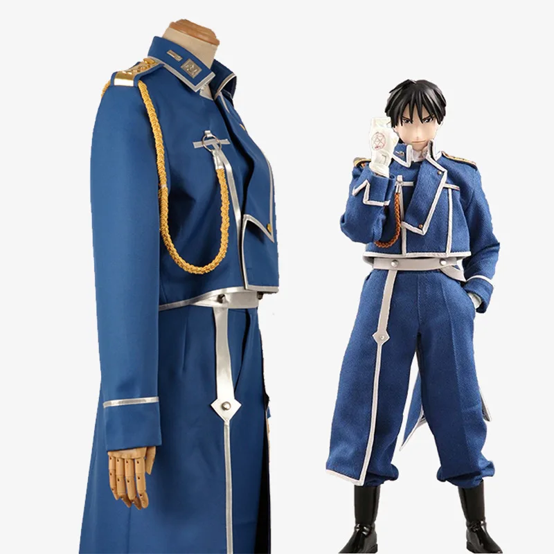 Anime Fullmetal Alchemist Roy Mustang wig Cosplay Costumes Military Uniform Suit Coat + Pants + Apron