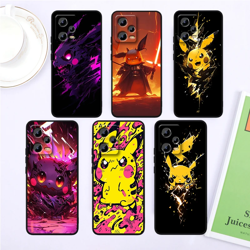Pikachu Lightning Hots Per Xiaomi Redmi Note 13 12R 12 12S Turbo 11 11T 11S 10 10S Pro Plus 5G Custodia Nera Per Telefono
