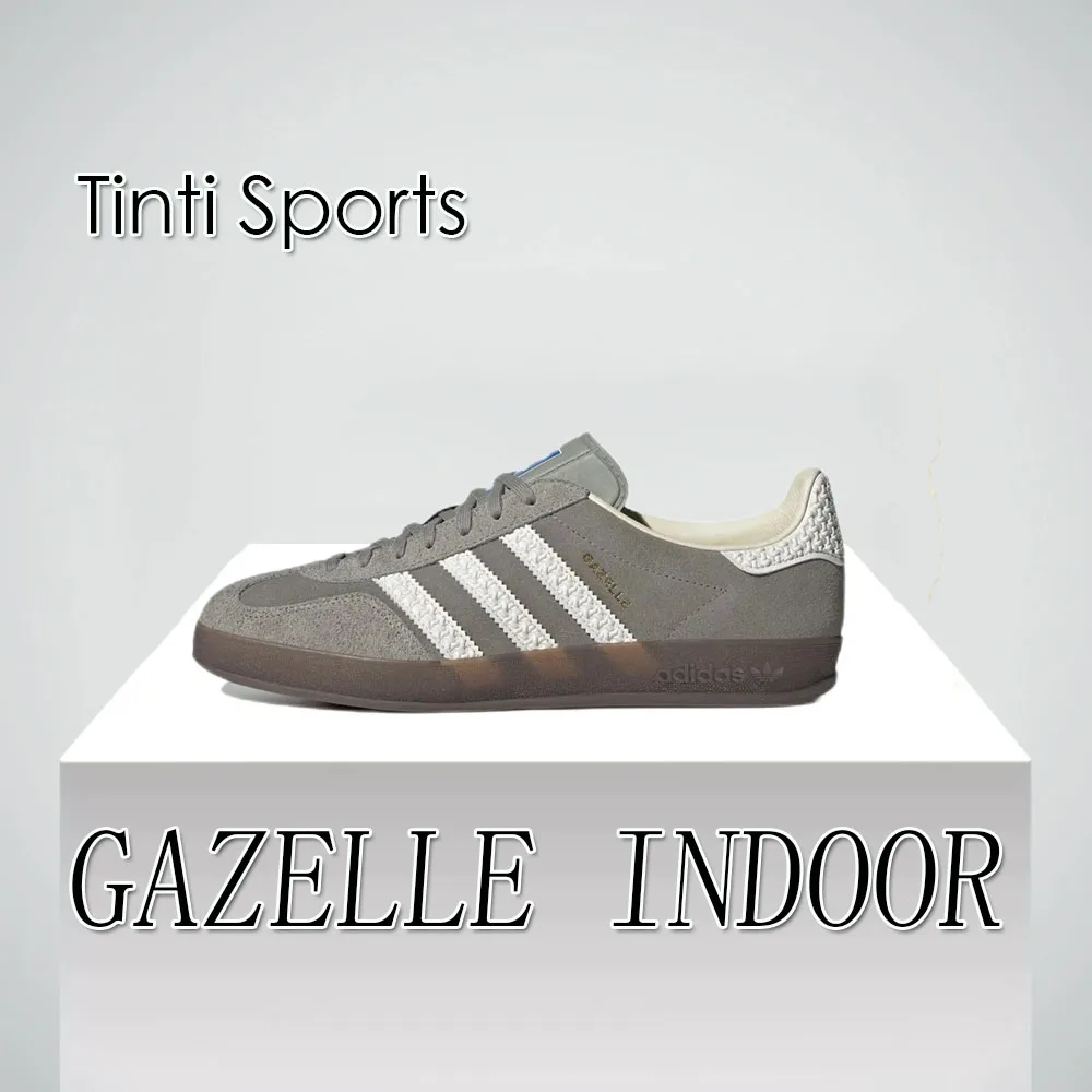 Adidas New GAZELLE INDOOR Low Men and Women Athletic Board Shoes Classic Retro Sneakers Lightweight fashion sneakers Cement Gray