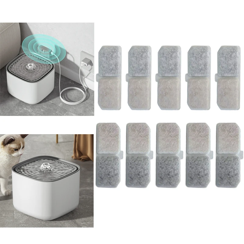 Pet Water Fountain 10pcs Cat Water Fountain Filter Replacement Filters Pet Cats Water Drinking Dispenser Supplies