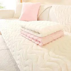 Ultra-Soft Quilted Plush Sofa Towel - Winter Warmth & Anti-Slip Couch Cover - 90x90cm 1pc (B beige)