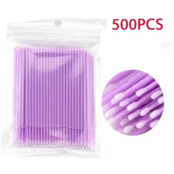 Colorful Crystal Eyelash Cleaning Brushes - Beauty Makeup Remover Tool Pack (500/1000 Pieces) - Wool Fiber (500PCS Purple)