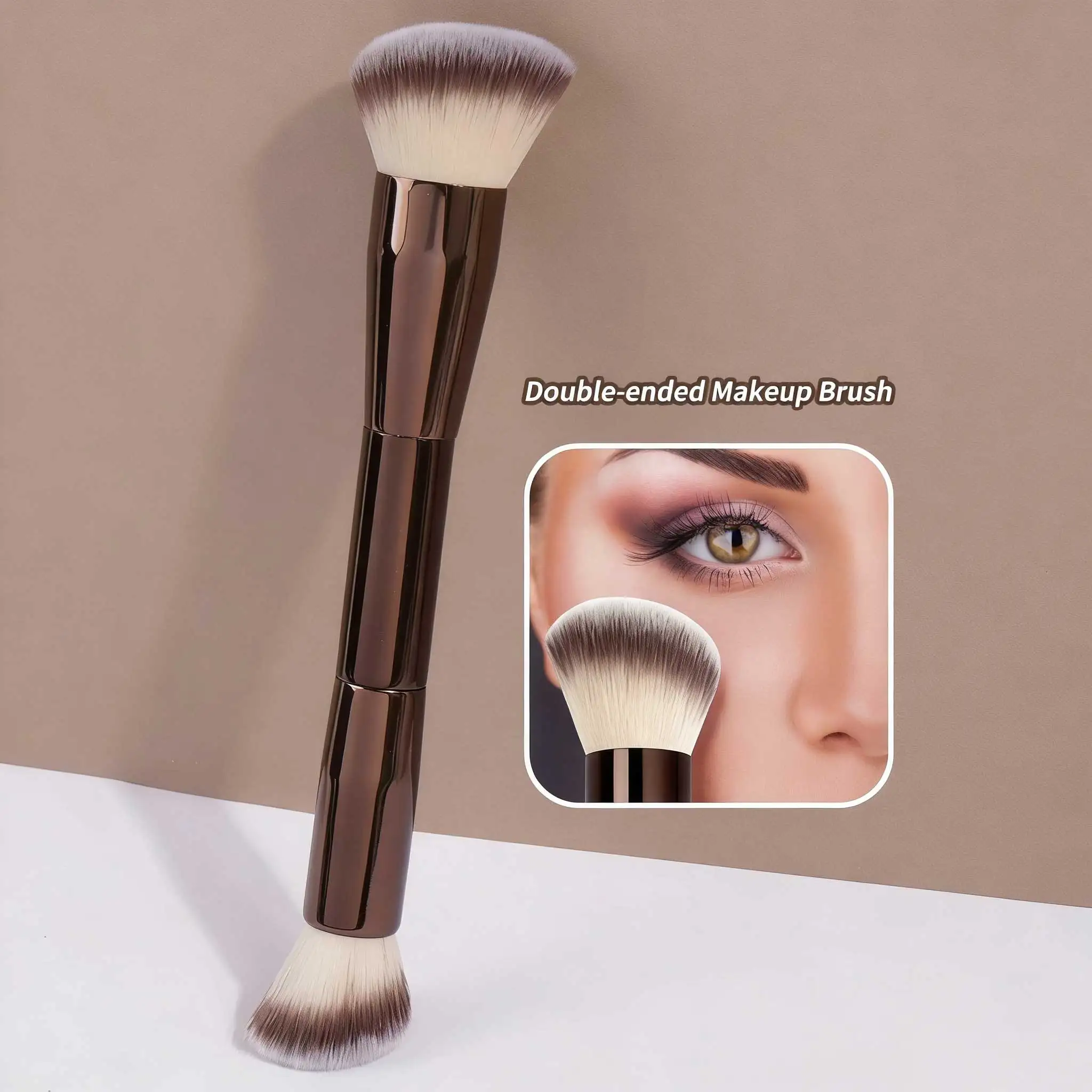 Doppelseitiger Make-up-pinsel Für Foundation Creme Und Puder_voghion.com