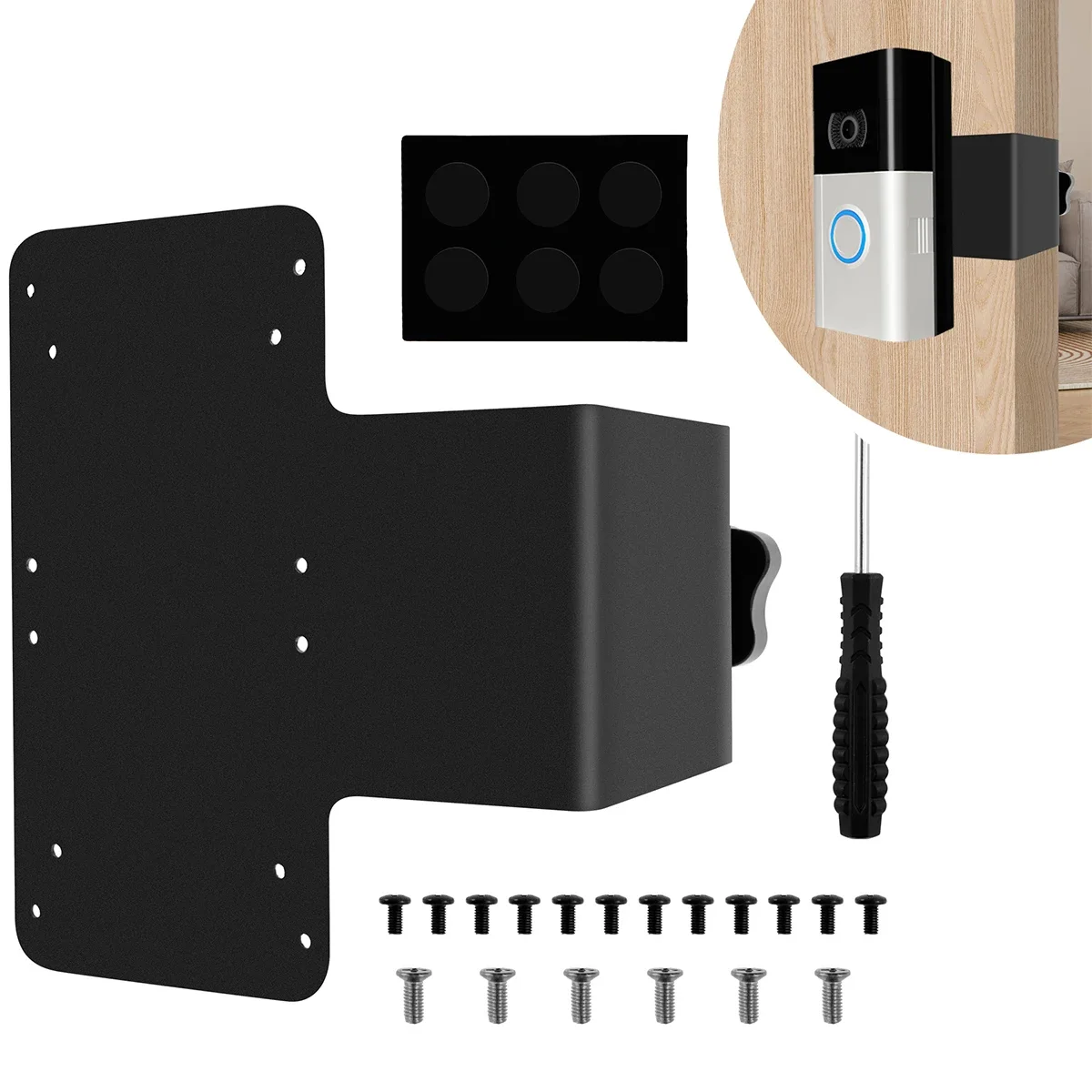 Video Doorbell Mount Anti-Theft Wireless Doorbell Door Holder Bracket Mounting Back Plate for Apartment Renters Home