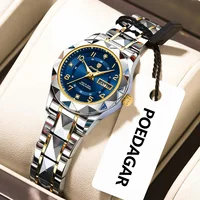 POEDAGAR Luxury Women's Watches Waterproof Luminous Date Week Ladies Watch Quartz Stainless Steel Fashion Woman Wristwatch Reloj