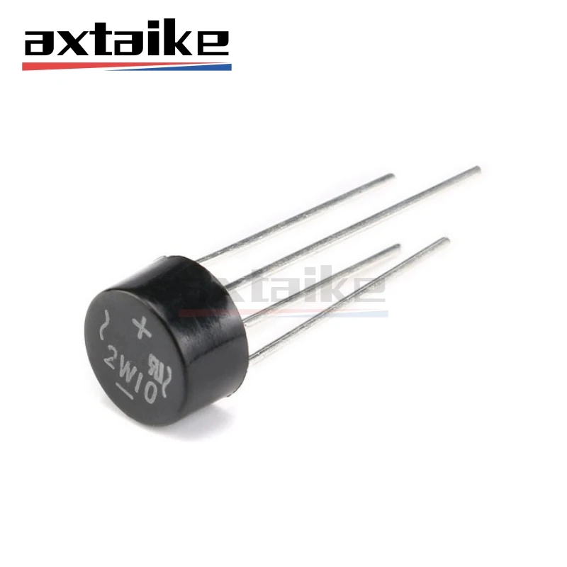 

10PCS 2W10 2W08 2W06 2W04 DIP 4Pin 2A 1000V 1KV Diode Bridge Rectifier Circular