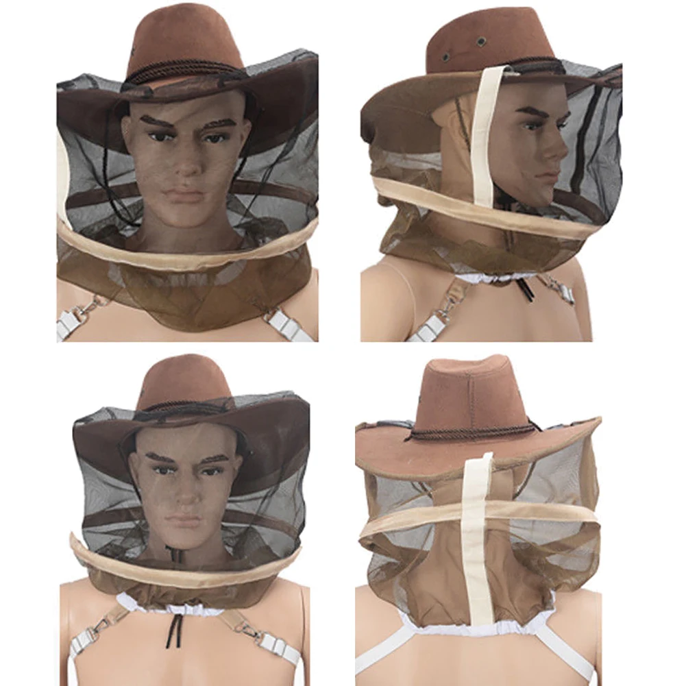 Beekeeping hat Anti Bee Beekeeping Hat Professional Mosquito Bug Insect Outdoor Protector Bee Resistance Net Mesh Head Face Cap Cowboy Cap