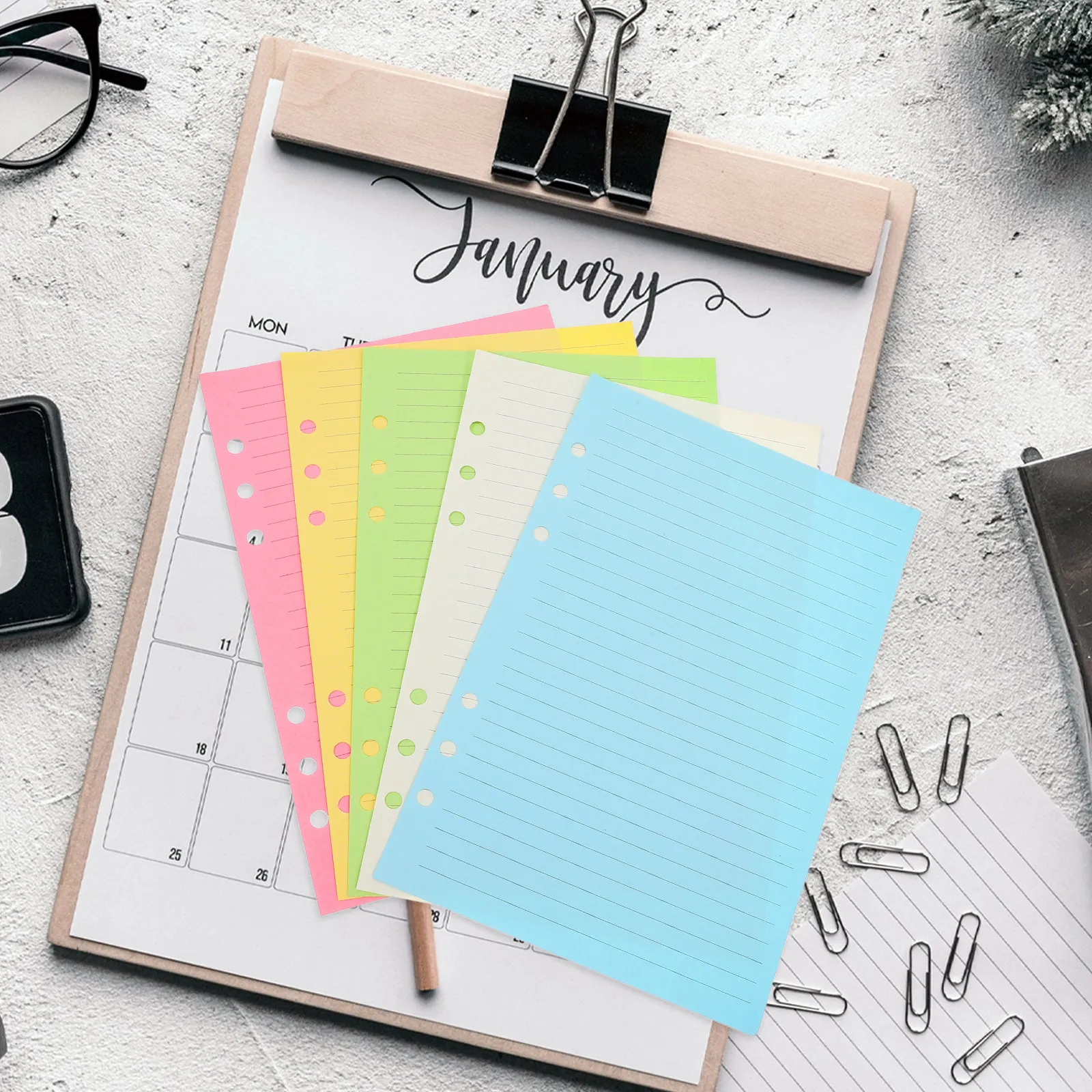 50매 A5 노트 리필 용지 프리미엄 두꺼운 깔끔한 표면 6공 펀치 스프링 노트북용 학생용 일상용