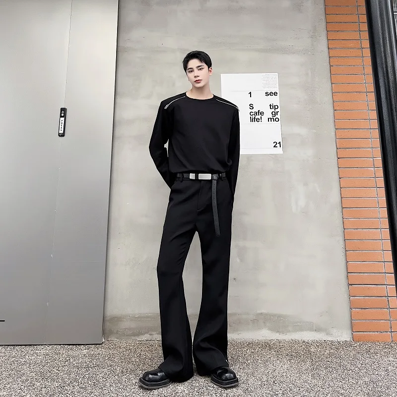 Men Chic Fashion Flare Pants Man Japan Korean Streetwear Yappie Gothic Vintage Suit Pants Net Celebrity Modeling Trousers