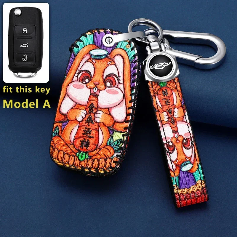 Funda de cuero para llave de coche para VW Volkswagen Golf 7 MK7 Jetta POLO para Skoda Yeti Superb Rapid Octavia para SEAT Leon Ibiza Funda para llave