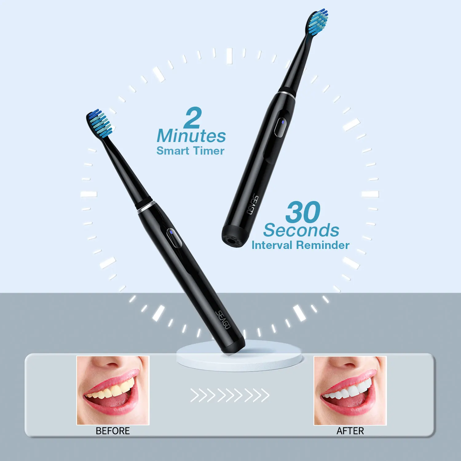Electric Toothbrush Rechargeable Sonic Toothbrush with 4 Modes Portable Electric Toothbrushes for Adults with 2Pcs Brush Heads