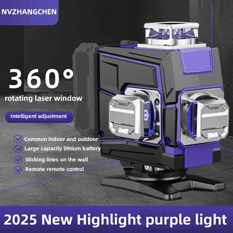 16/12 ライン 3D/4D レーザーレベル パープルライン セルフレベリング