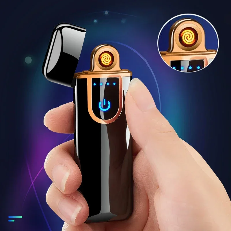 

2024 Mini Fingerprint Sensor Electric Lighter Usb Cigarette Lighter Men'S Gadget Gift Accessories Rechargeable Smoking Lighter