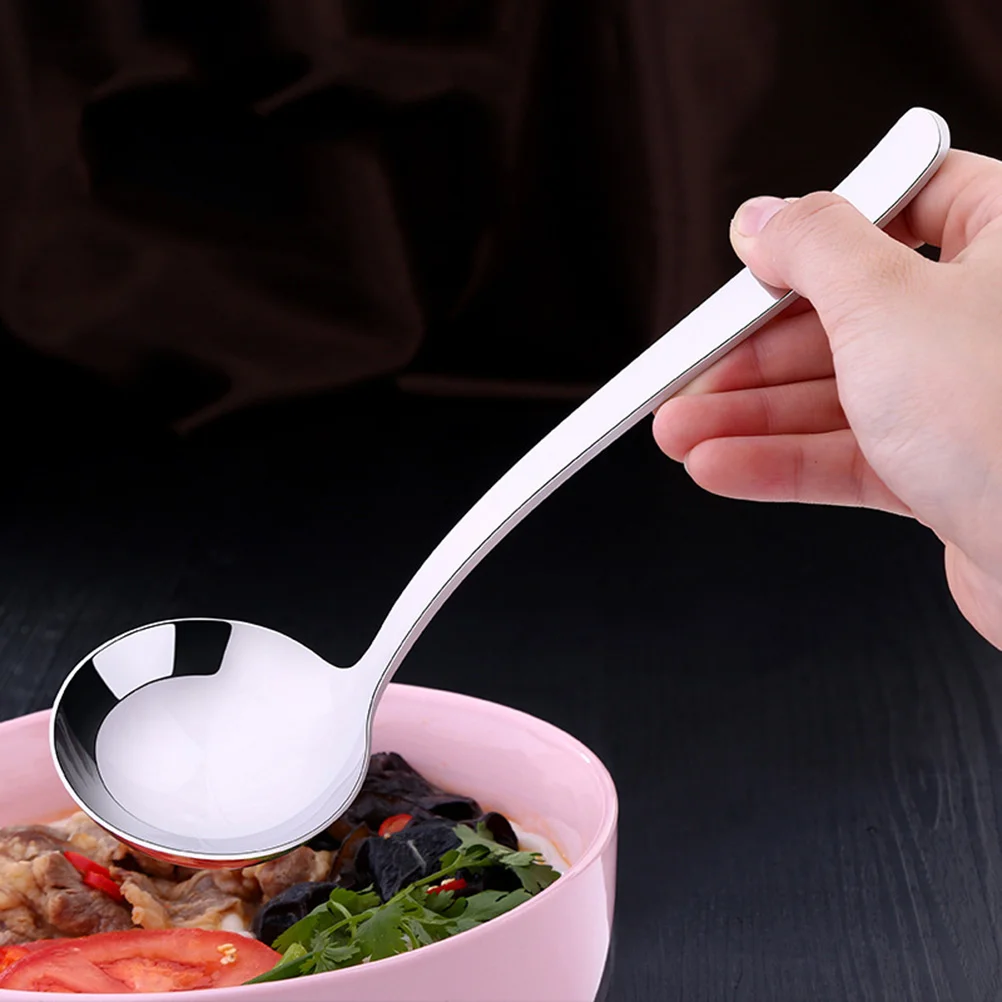 Spoon Stainless Steel Spoons Long Handle Fruit Knife Soup Scoop Noodle for Serving Food