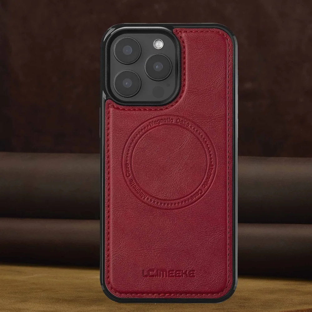 Premium Magnetic Leather Phone Case - Shockproof Mag-Safe Soft Back Cover