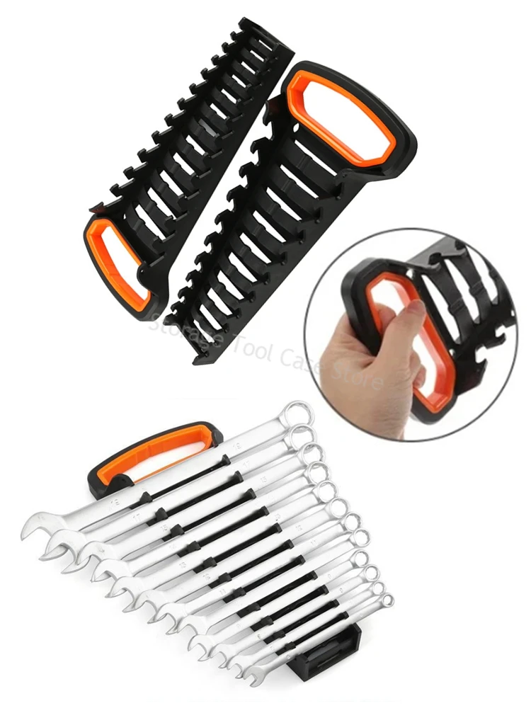 

Plastic Wrench Rack Organizer Wall Mounted Tray Rack Storage Organizer Household Tool Organizer Rail Bracket Wrench Holder