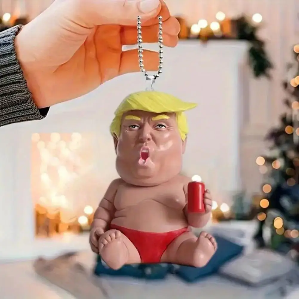 Fence Trump Ornament Funny Trump Christmas Decoration Cartoon Acrylic Ornaments Christmas Tree Home Decor Office christmas decorations
