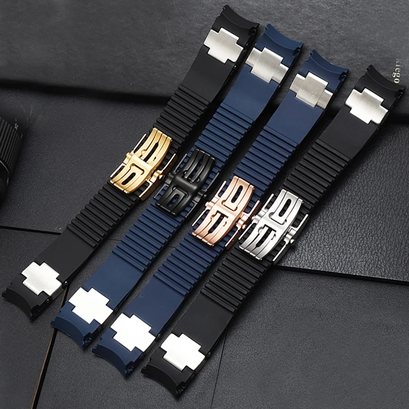 22mm adapté pour Ulysse Nardin bracelet de montre en caoutchouc de Silicone DIVER 263 bracelet noir marron bleu 25*12mm bracelets de montre de ceinture étanche  1511